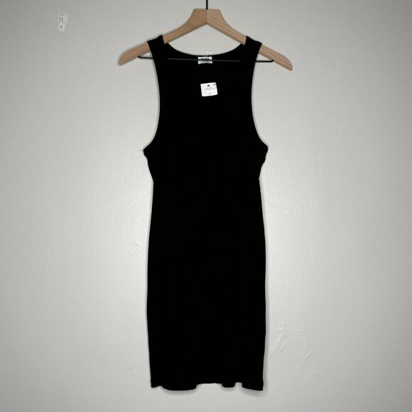 Cotton On Womens Racer Mini Dress XL Black Ribbed‎ Neutrals Minimalist Basics - Picture 1 of 7